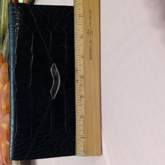 Vintage Polo Ralph Lauren croco embossed leather clutch/makeup bag - Picture 2 of 10